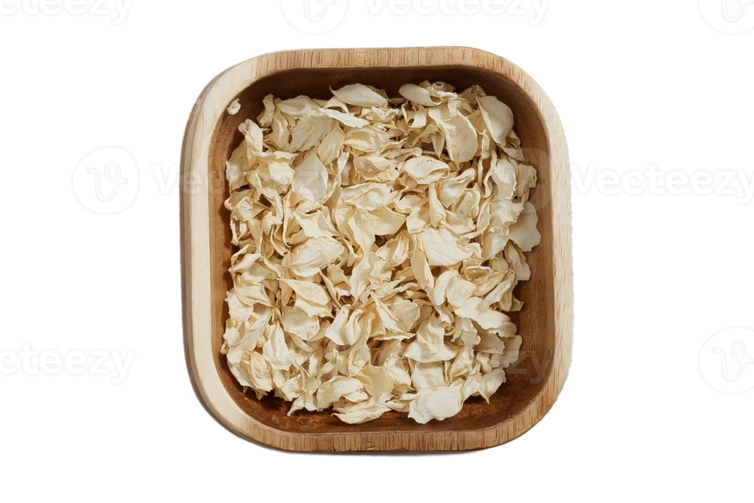 Brown bowl with dried petals isolated on a transparent background png