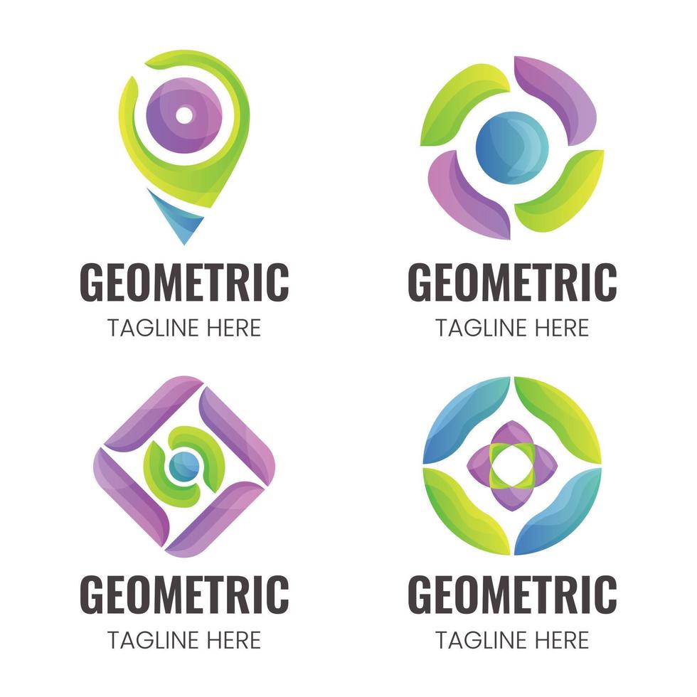 3D Effect Geometric Shapes Logo Set vector