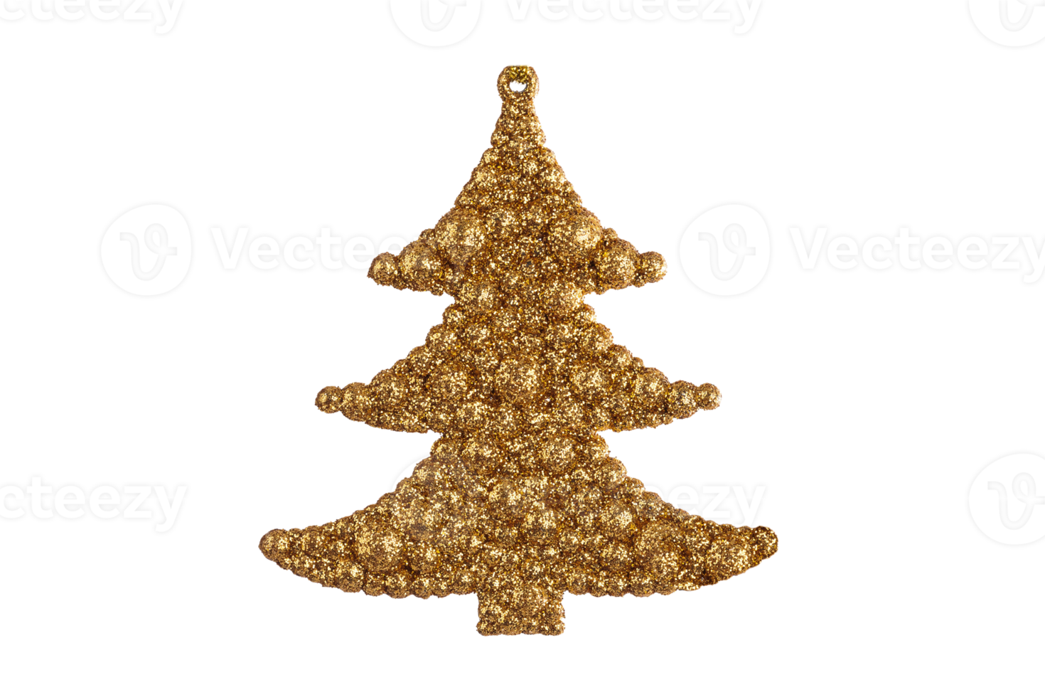 Gold christmas tree isolated on a transparent background png