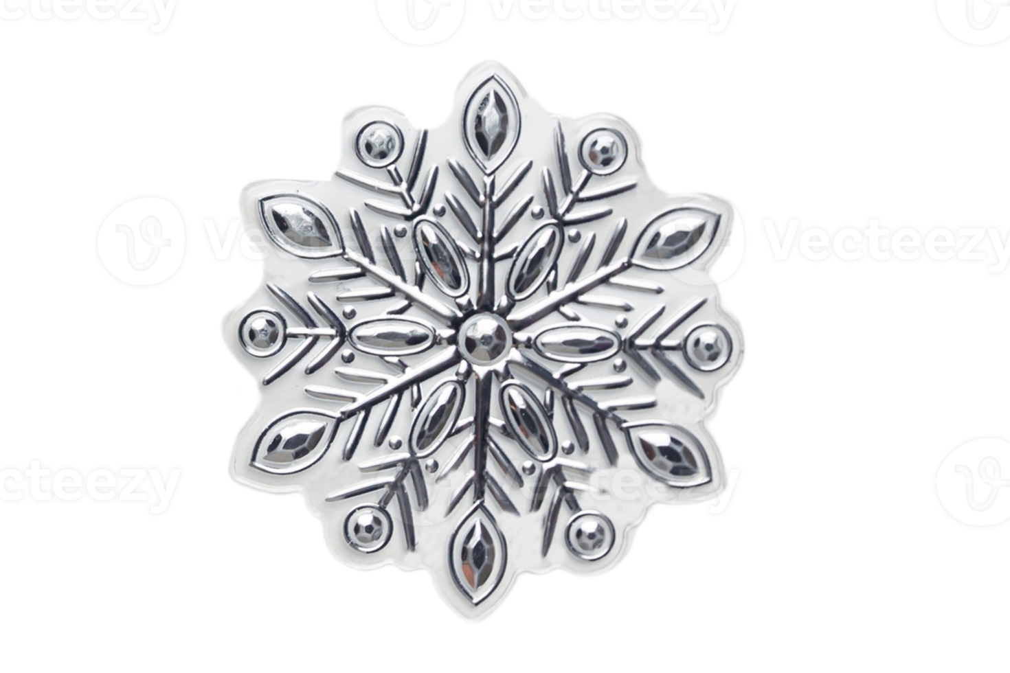 Silver snowflake isolated on a transparent background png