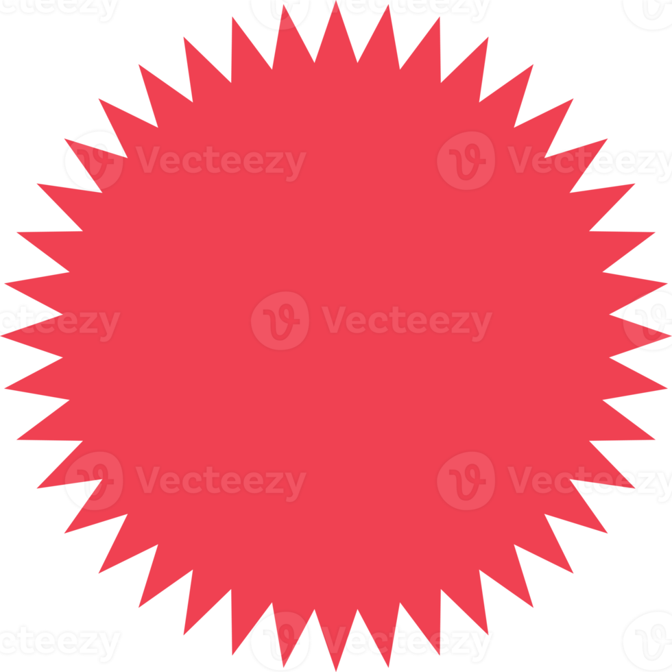 Red starburst, sunburst, burst, badge, sticker banner 21312407 PNG