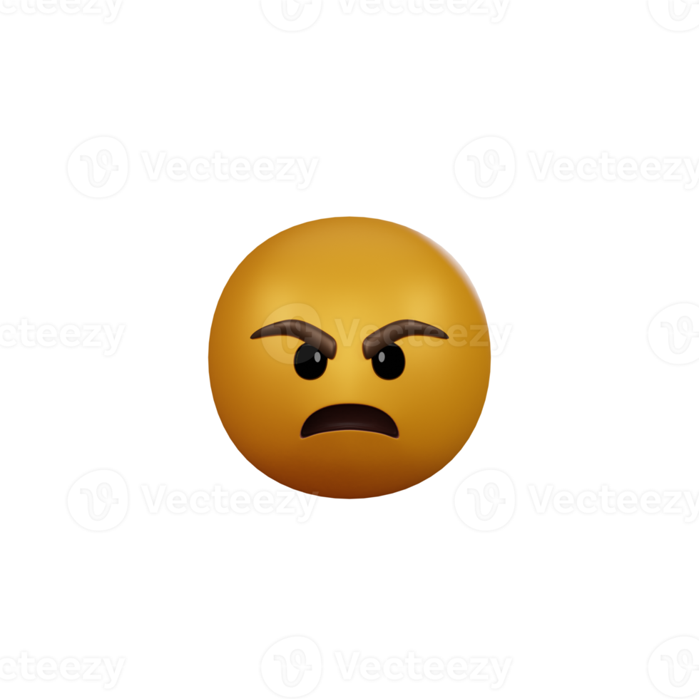 Emoji yellow face and emotion with angry.  Facial expression. png