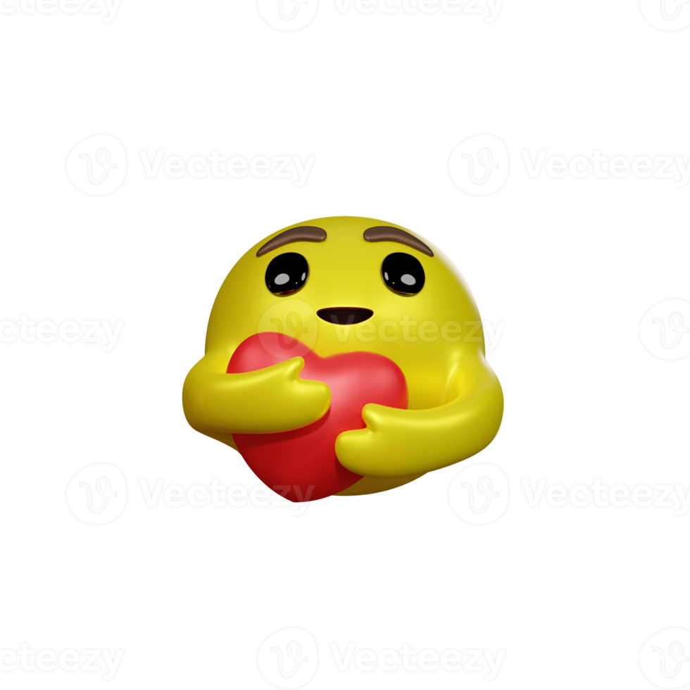 Emoji yellow face and emotion with care and love.  Facial expression. png