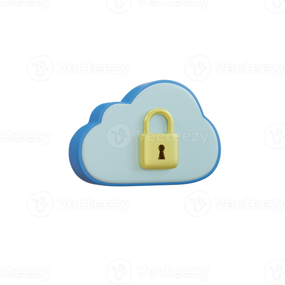 cloud and locked padlock. Security data to cloud computing concept png