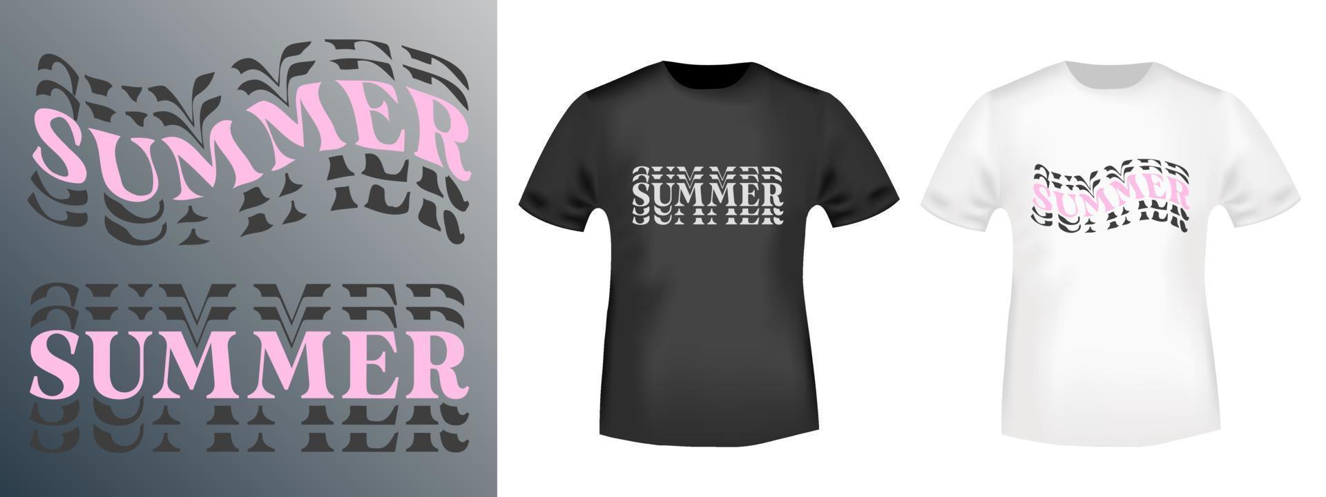 Summer wave design for t-shirt stamps, tee print, applique, badge, label casual clothing, or other printing products. Vector illustration.