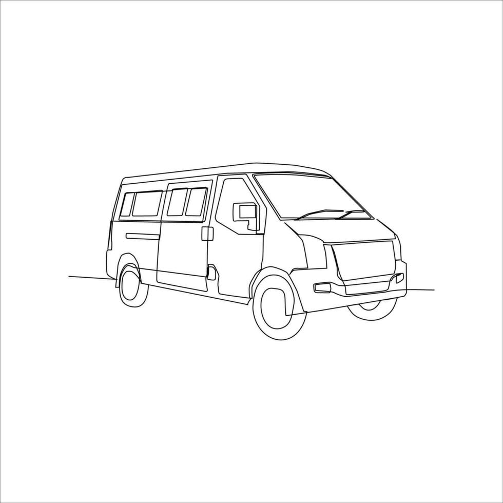 continuo línea Arte de camper camioneta coche vector