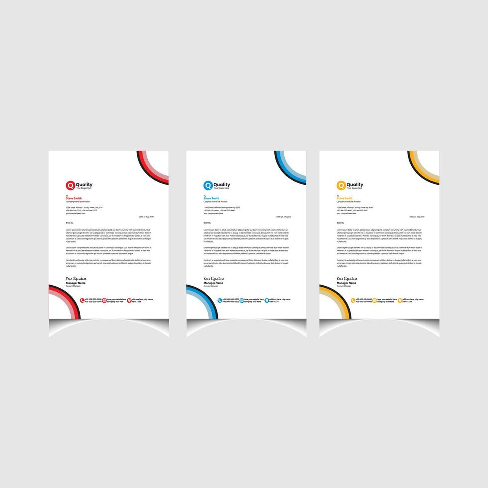 Corporate business colourful letterhead template with a4 size stationary item modern letterhead. vector