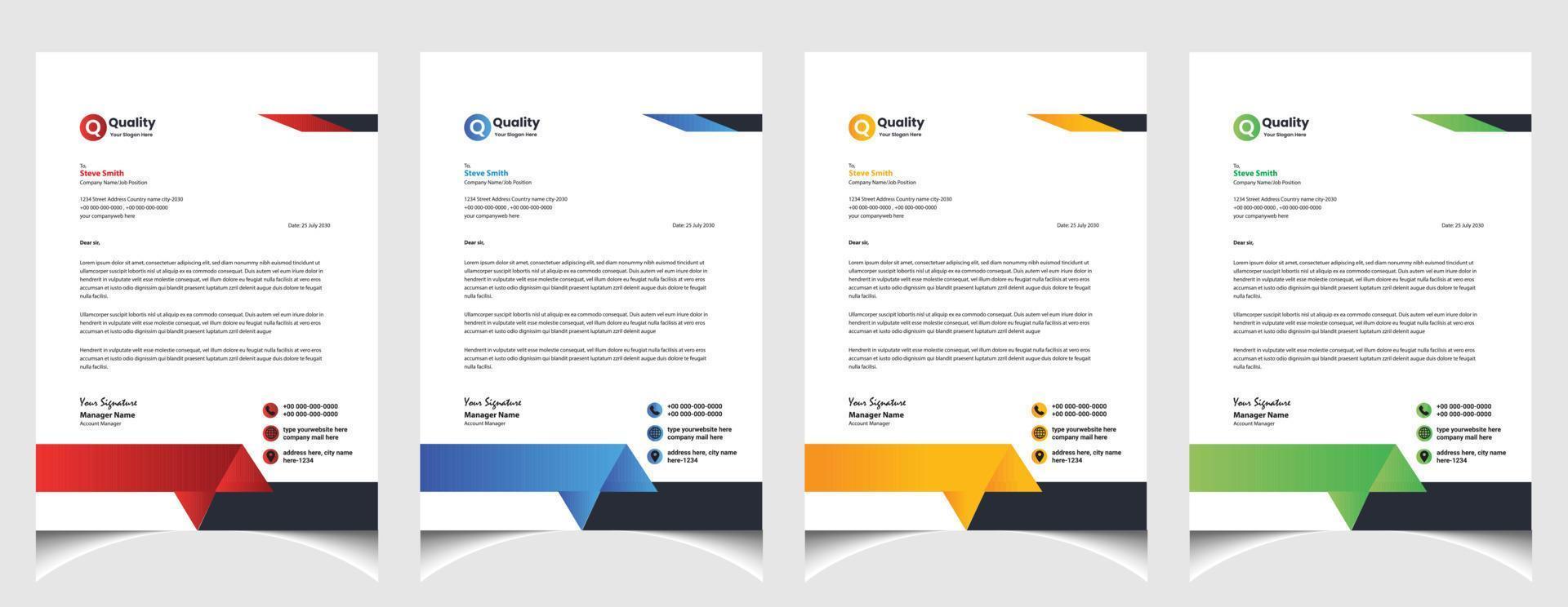 Corporate business colourful letterhead template with a4 size stationary item modern letterhead. vector