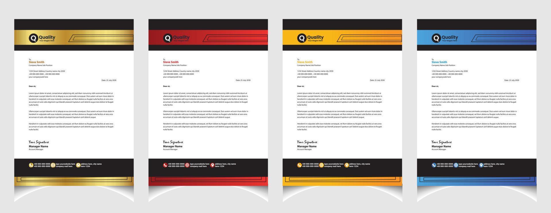 Corporate business colourful letterhead template with a4 size stationary item modern letterhead. vector