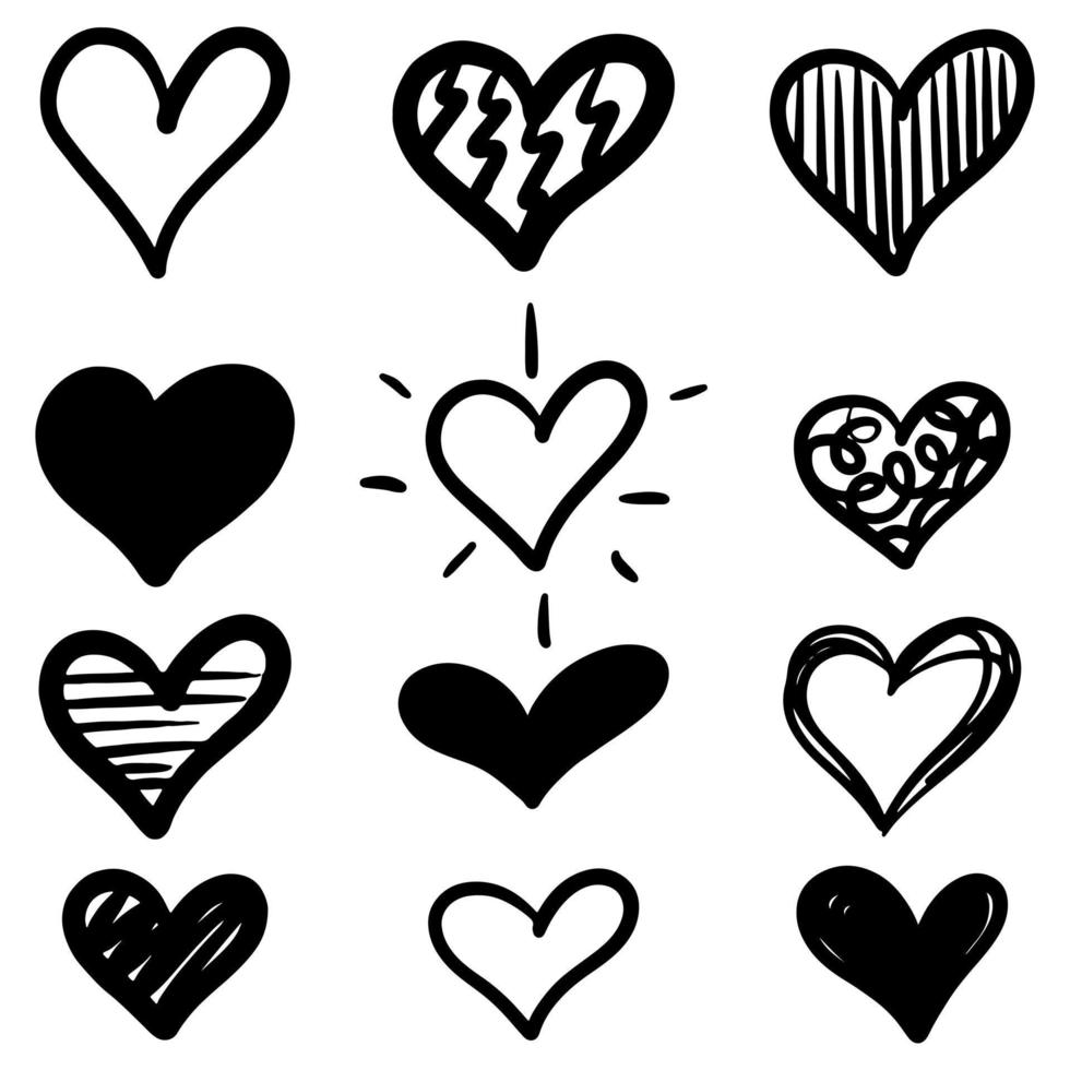 Doodle sketch style of hearts icon vector illustration for concept