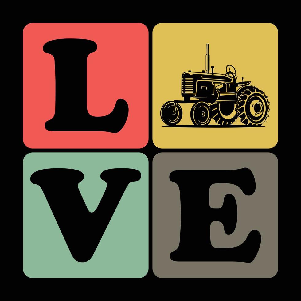 Farmer t-shirt design. Love text with tractor vector. vector