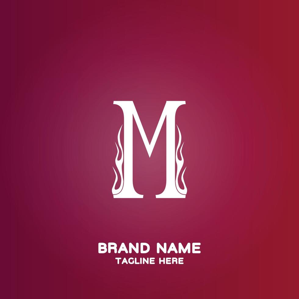 Letter M initial logo template, alphabet with gradient background vector