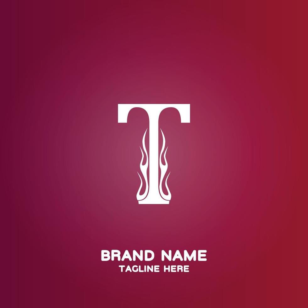 Letter T initial logo template, alphabet with gradient background vector