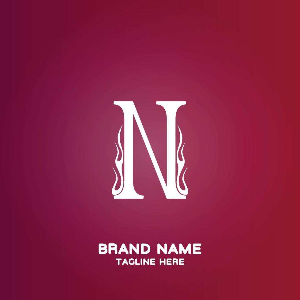 Letter N initial logo template, alphabet with gradient background vector