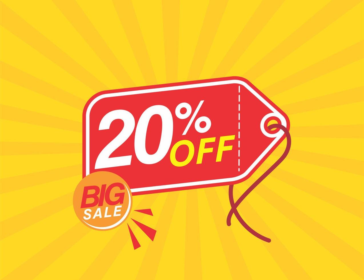 Tag with lanyard for big sale and 20 off vector