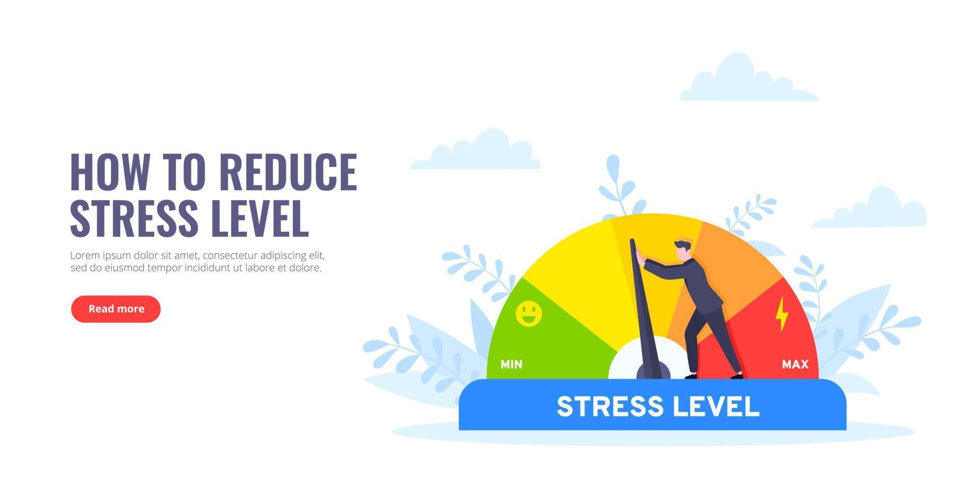 Reduce stress level flat style design concept vector illustration.