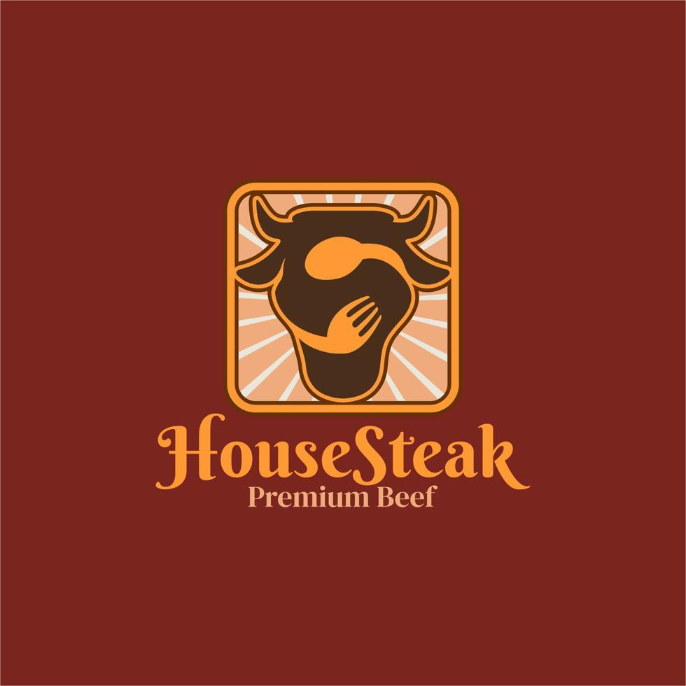 culinary beef emblem logo vector