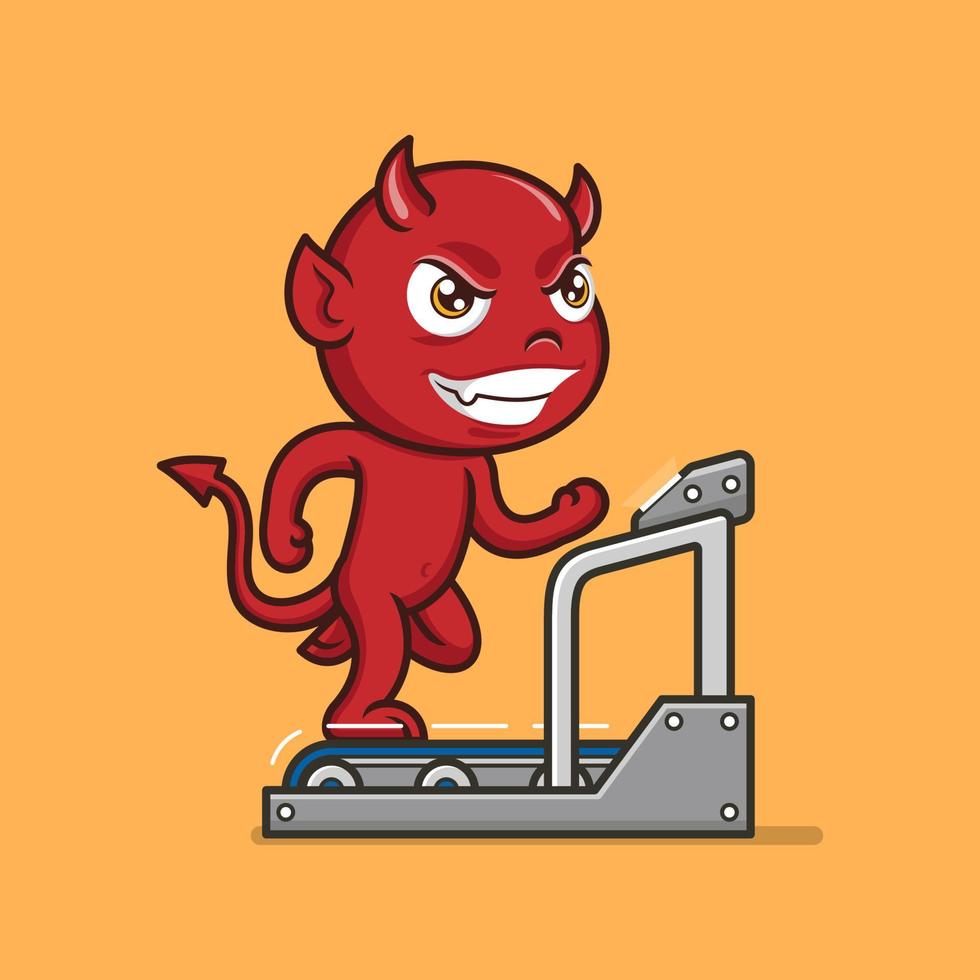 cute cartoon devil sport fitness vector