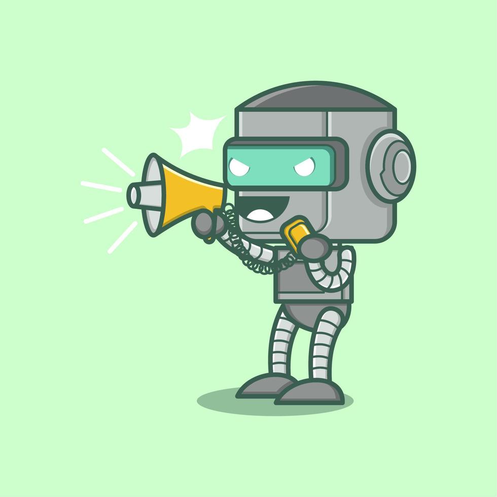 cute cartoon robot with a megaphone vector