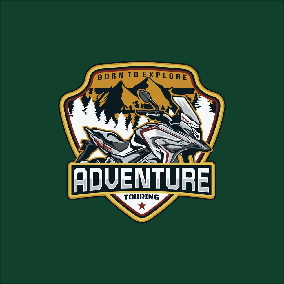 adventurous motorcycle emblem logo vector