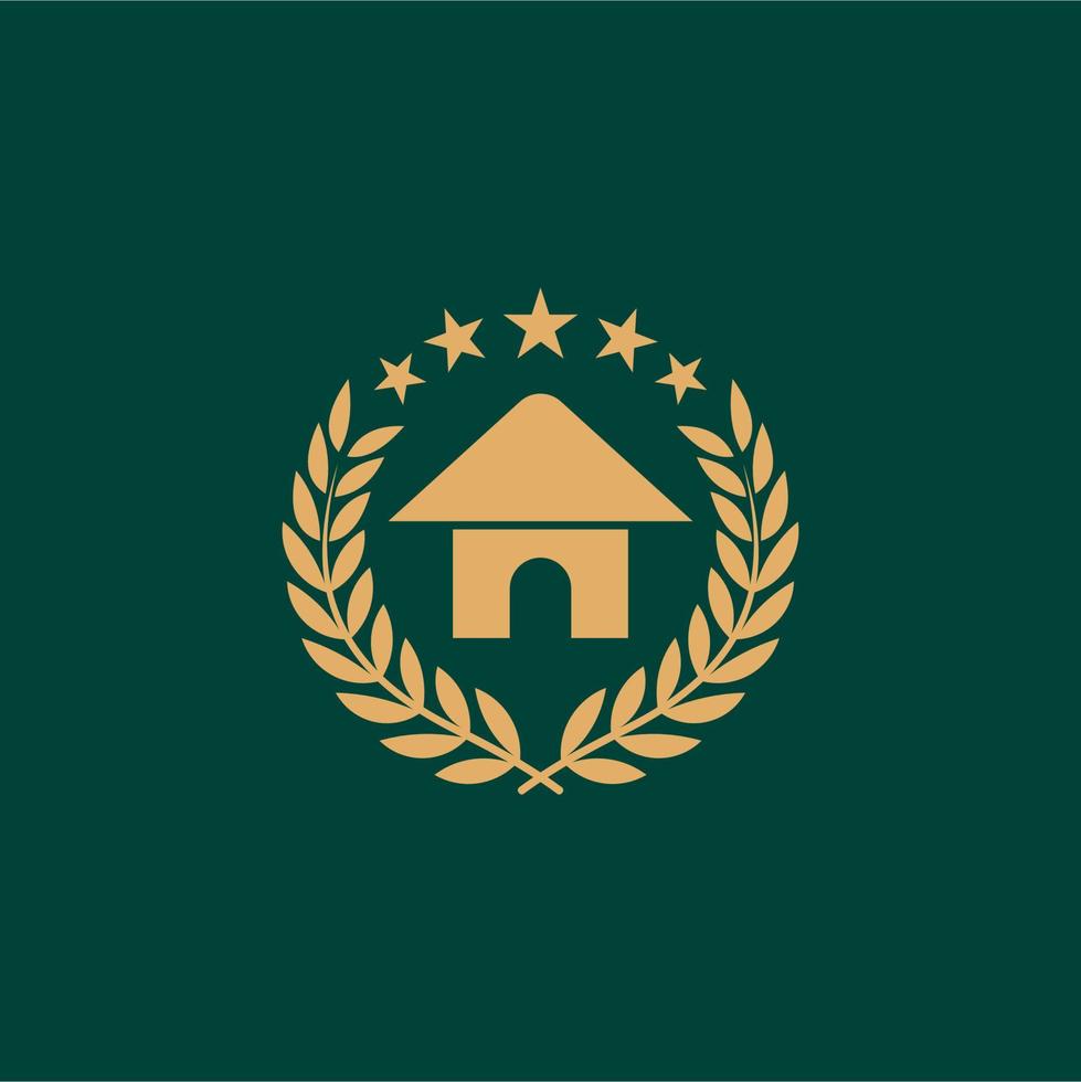 house and wheat emblem logo vector
