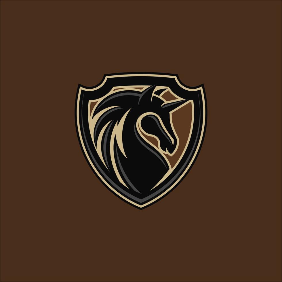 horse and shield emblem logo vector