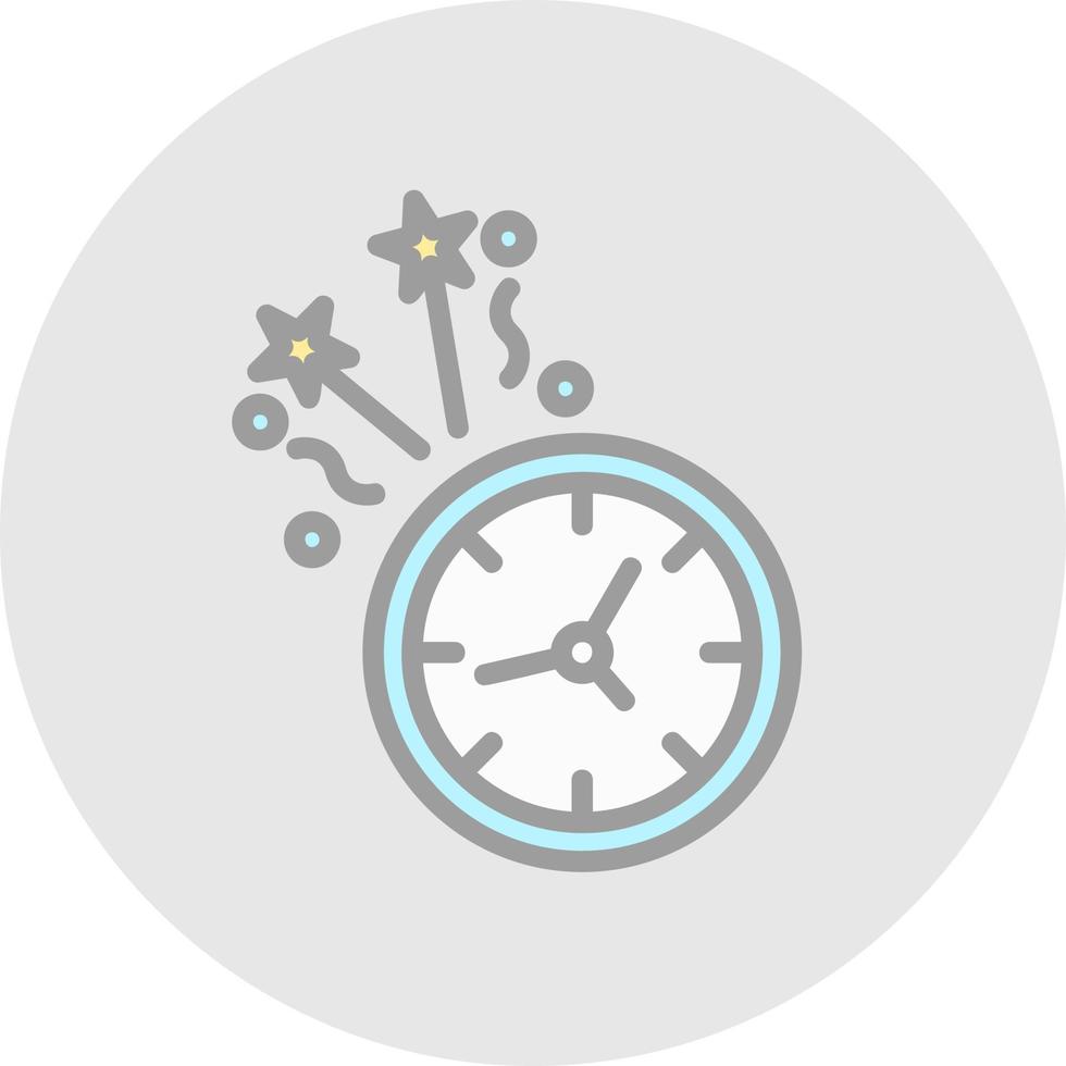 New Year Clock Vector Icon Design