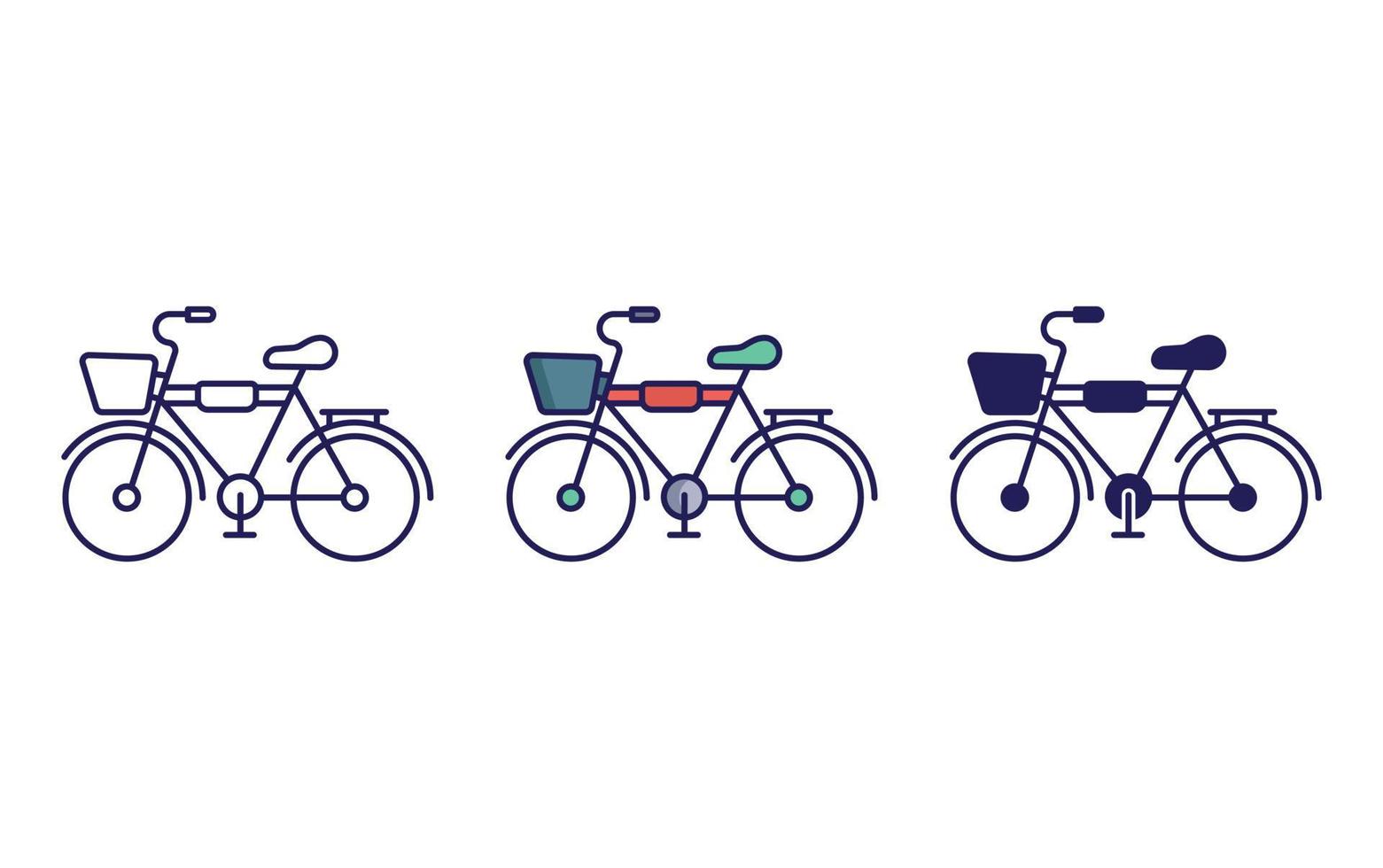 bicicleta línea y sólido ilustración icono vector