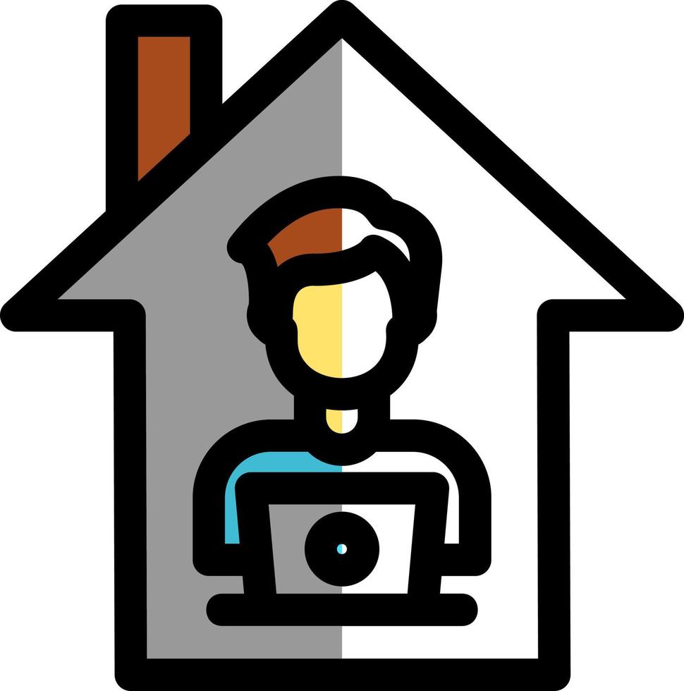 Man Working at Home Vector Icon Design