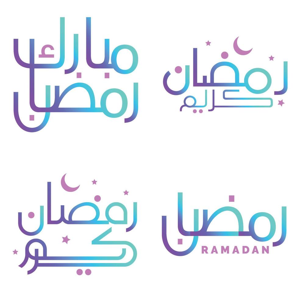 Vector Illustration of Gradient Ramadan Kareem Wishes with Elegant Arabic Typography.