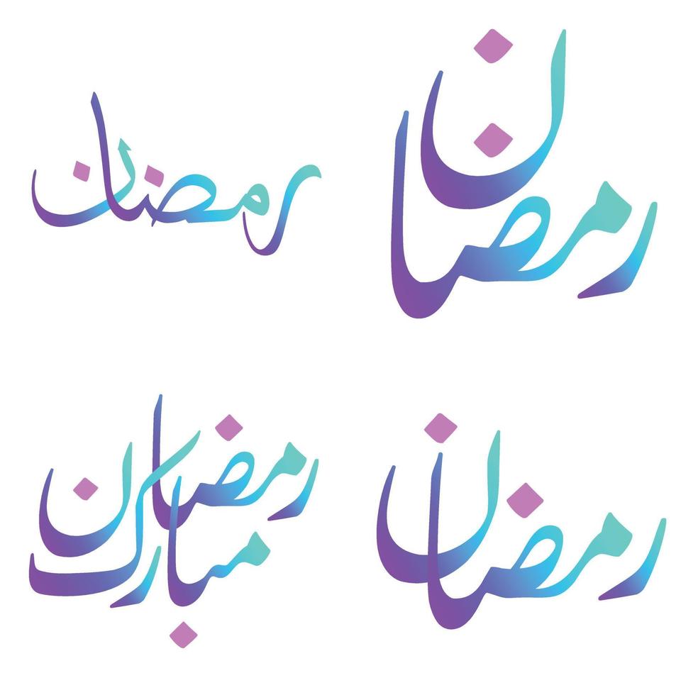 Vector Illustration of Gradient Ramadan Kareem Greeting Cards with Arabic Calligraphy.