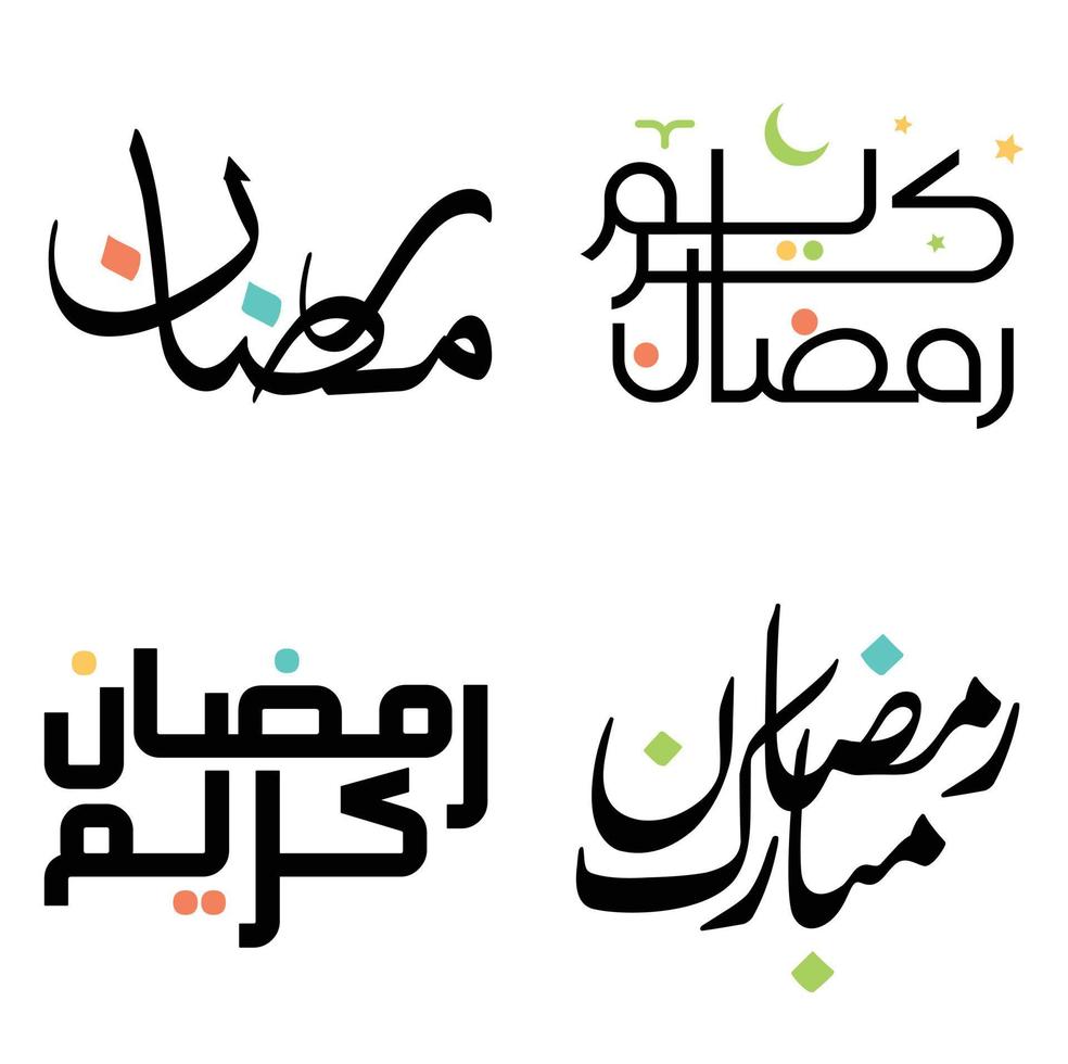 Vector Illustration of Ramadan Kareem Wishes in Black Arabic Calligraphy.