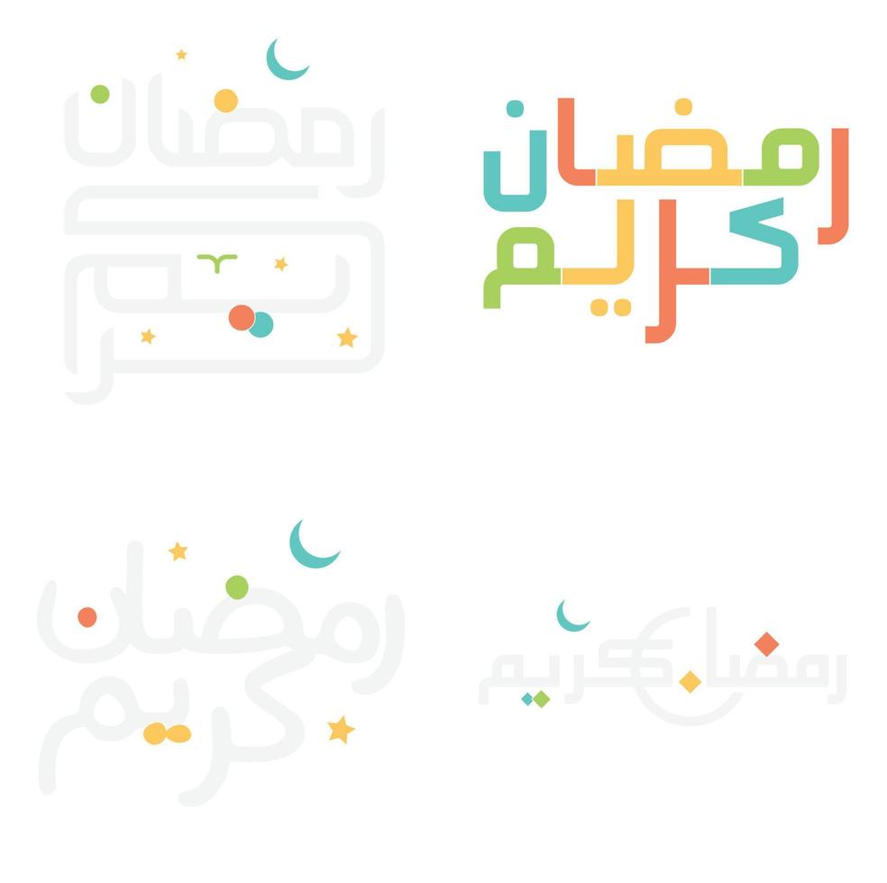 Arabic Typography Ramadan Kareem Wishes with Elegant Calligraphy. vector