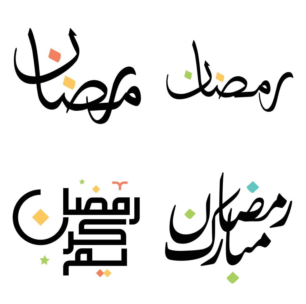 Black Ramadan Kareem Calligraphy Vector Illustration for Islamic Celebrations.