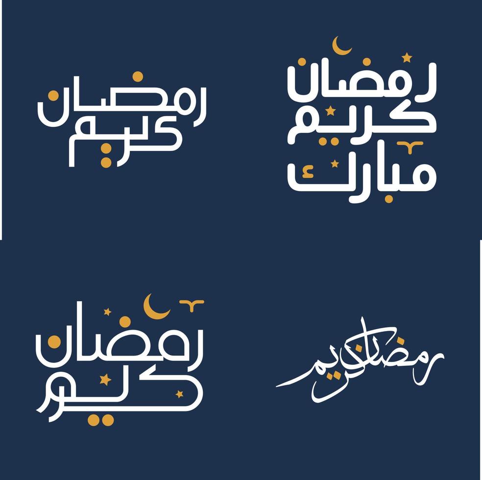 Vector Illustration of Ramadan Kareem with White Calligraphy and Orange Design Elements.