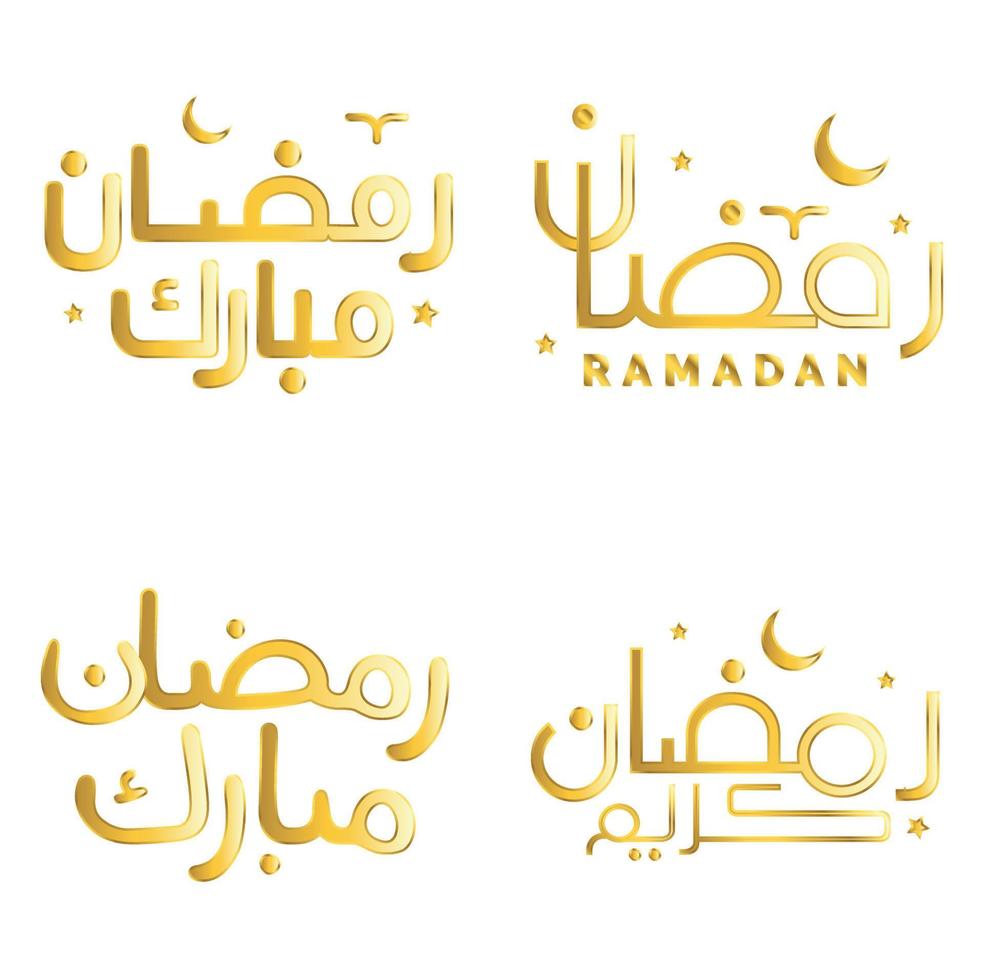 Elegant Golden Vector Illustration of Ramadan Kareem with Arabic Calligraphy.