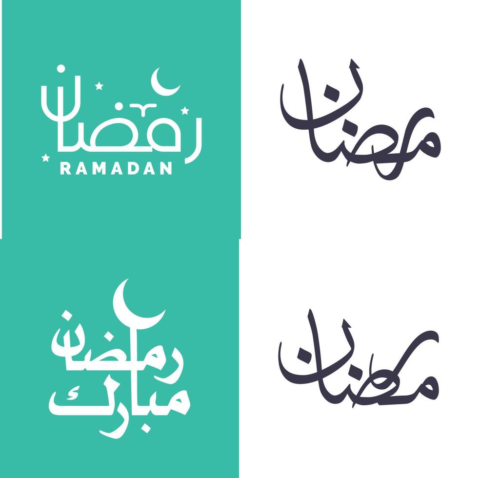 Vector Set of Simple Arabic Calligraphy for Ramadan Kareem Greetings in Modern Style.