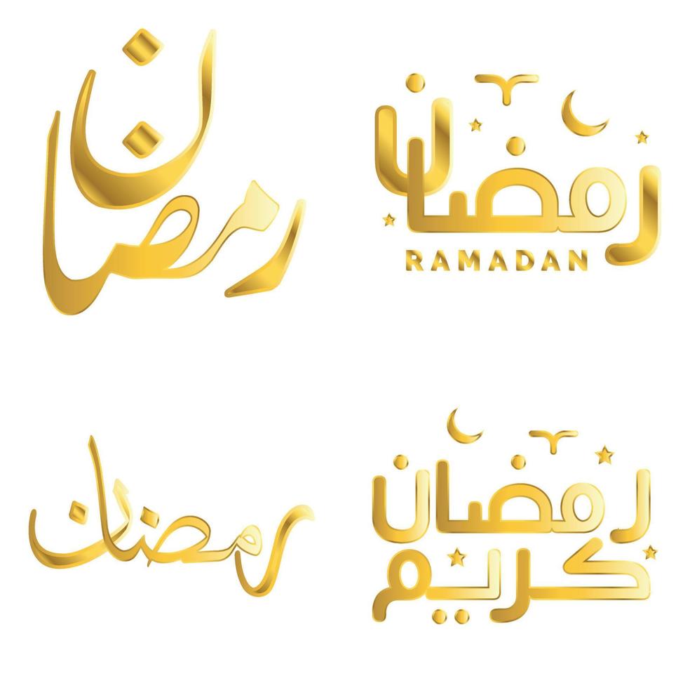 Elegant Golden Ramadan Kareem Vector Design with Traditional Arabic Calligraphy.