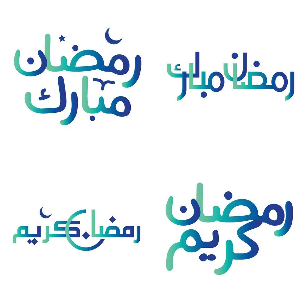 Elegant Gradient Green and Blue Calligraphy for Ramadan Kareem Greetings Vector Design.