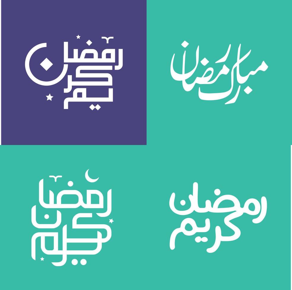 Simple Arabic Calligraphy Pack for Celebrating Ramadan Kareem in Minimalistic Style. vector