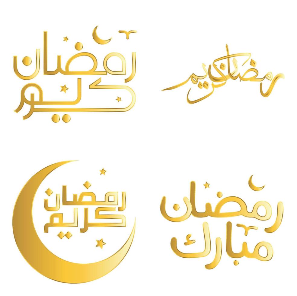 Elegant Golden Vector Illustration of Ramadan Kareem with Arabic Calligraphy for Muslim Celebrations.