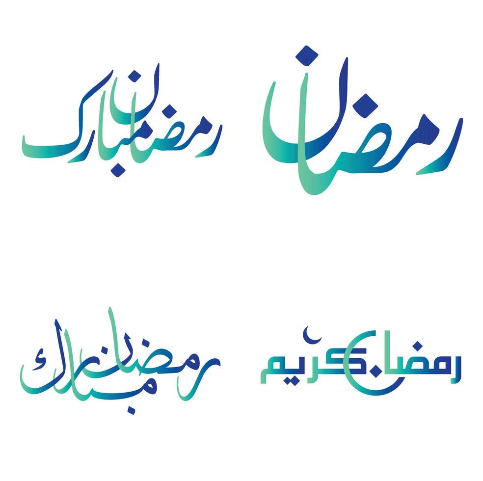 Vector Illustration of Ramadan Kareem with Gradient Green and Blue Arabic Calligraphy.