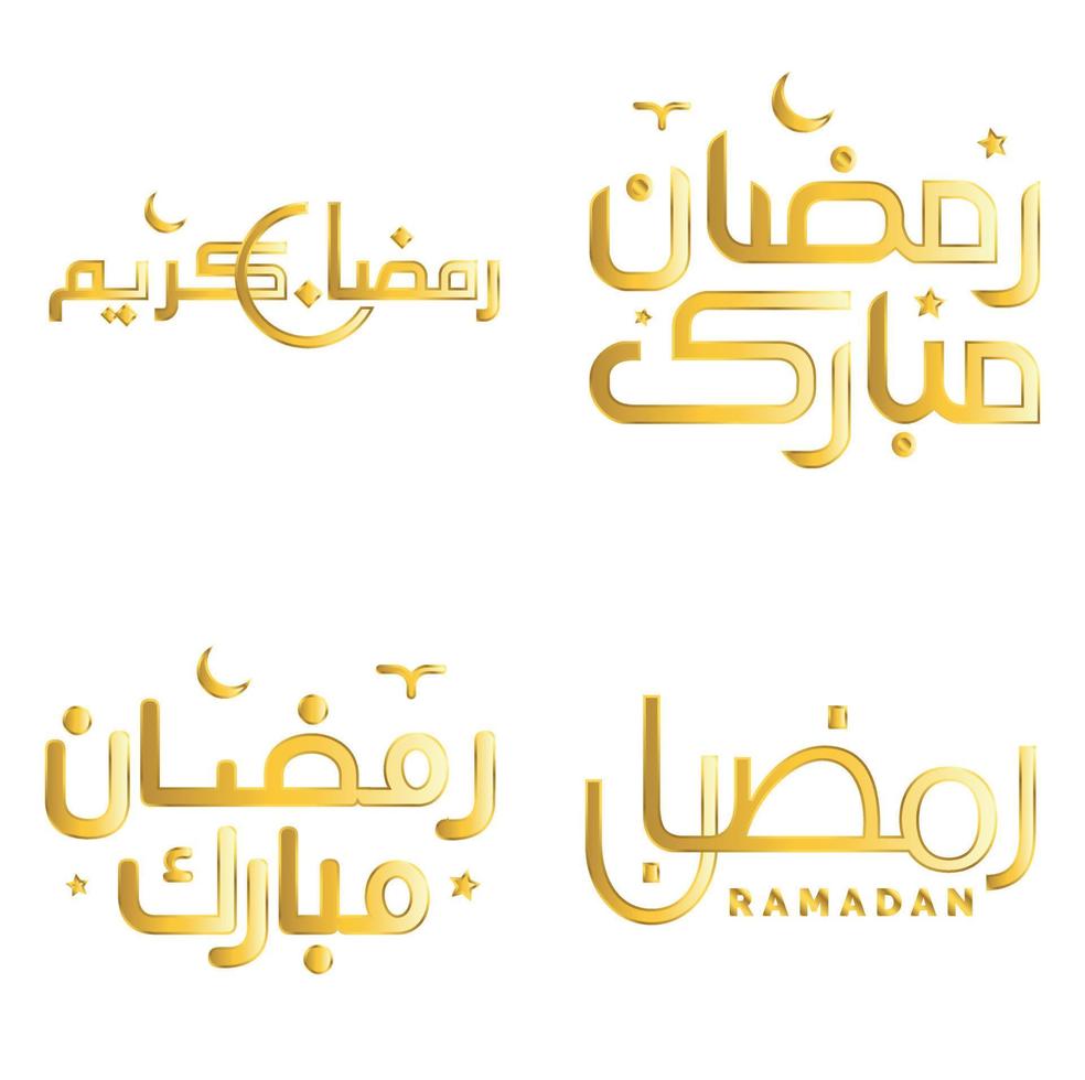 Vector Illustration of Golden Ramadan Kareem Calligraphy for Muslim Celebrations.