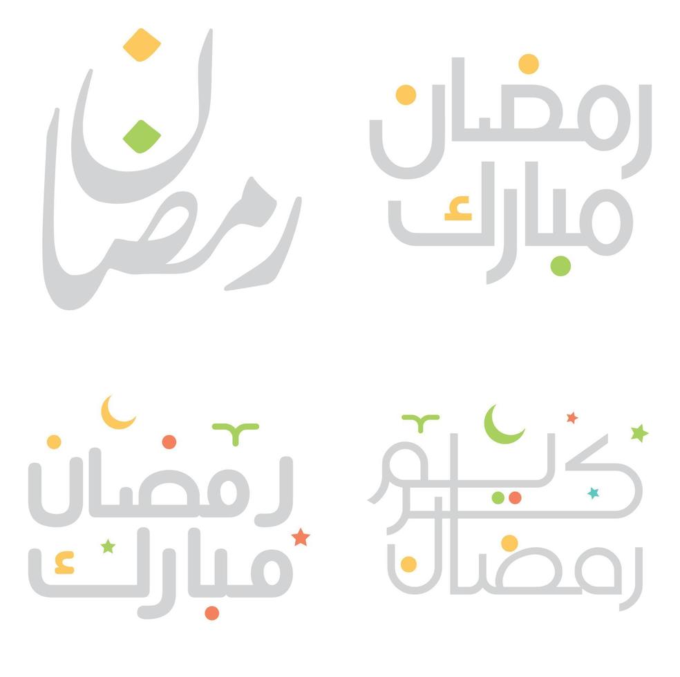 Modern Arabic Typography for Ramadan Mubarak and Kareem. Month of Quran. vector