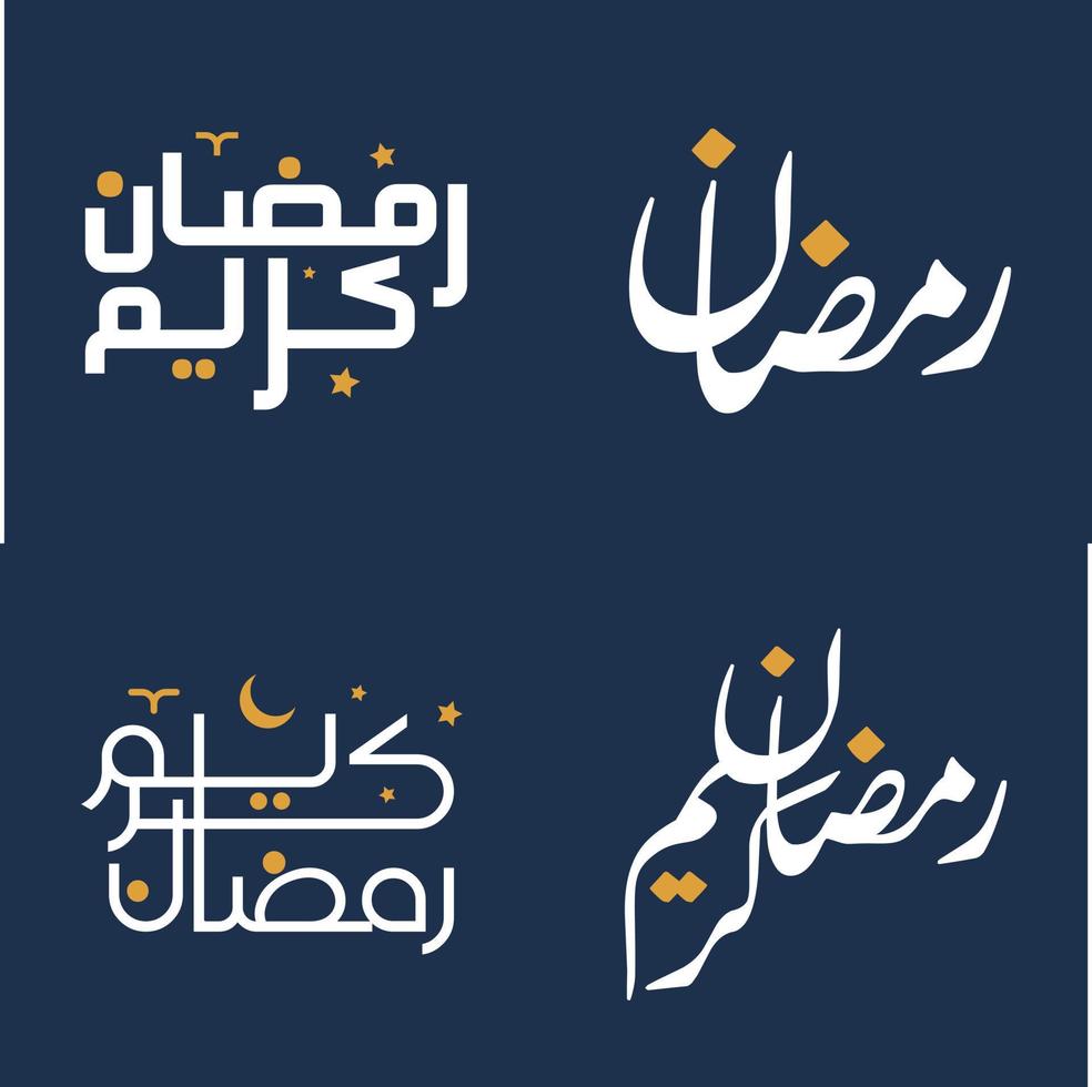 Elegant White Calligraphy with Orange Design Elements for Ramadan Kareem Greetings. vector
