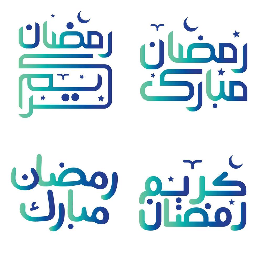 Celebrate the Holy Month of Fasting with Gradient Green and Blue Ramadan Kareem Vector Illustration.