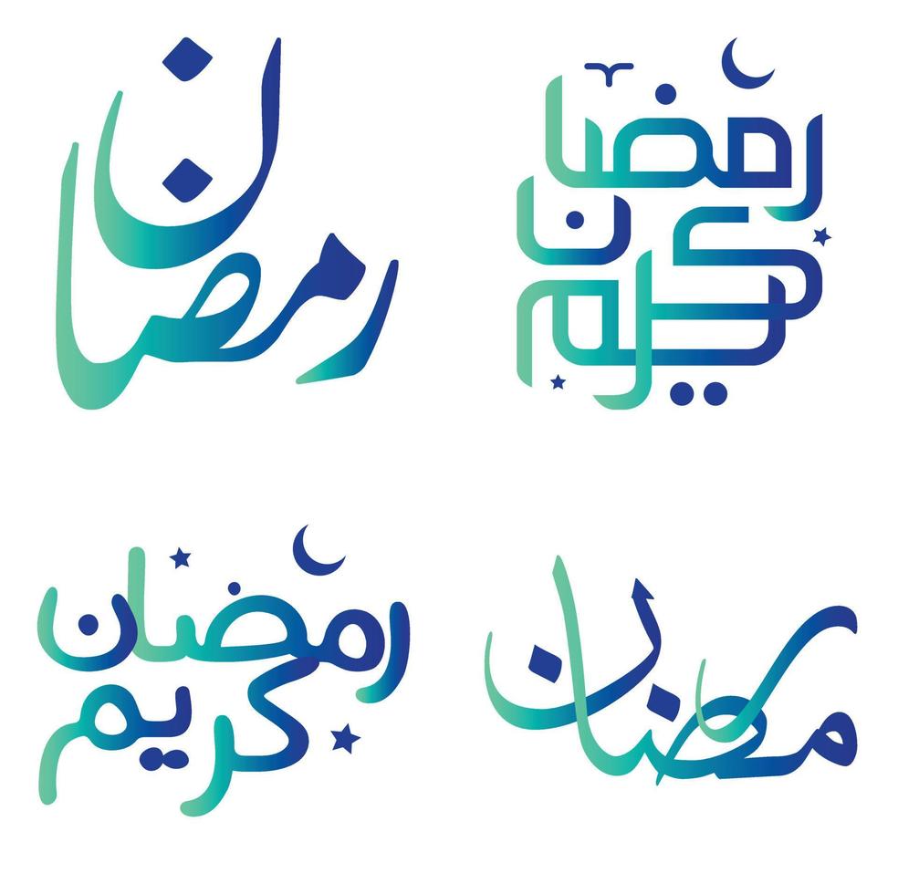 Elegant Gradient Green and Blue Ramadan Kareem Vector Design with Islamic Calligraphy.