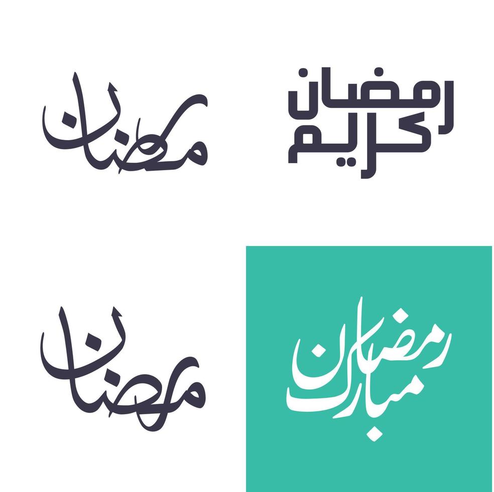 Set of Simple Ramadan Arabic Calligraphy Pack for Muslim Festivals. vector