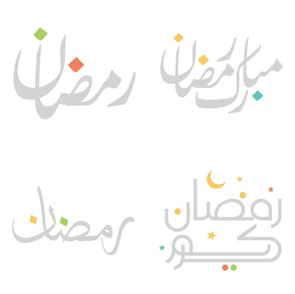 White Background Islamic Ramadan Kareem Vector Typography in Arabic Calligraphy.