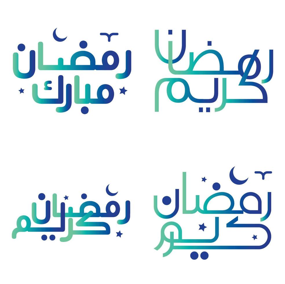 Gradient Green and Blue Arabic Calligraphy Vector Illustration for Muslim Celebrations.